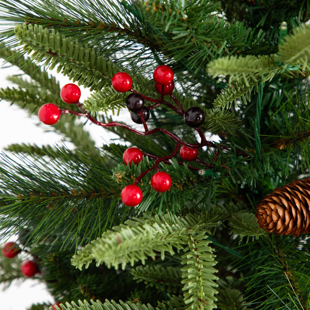 Pre-Lit Artificial Christmas Holiday 5 Piece Bundle with Pinecones &amp; Berries- Set of 2 5&