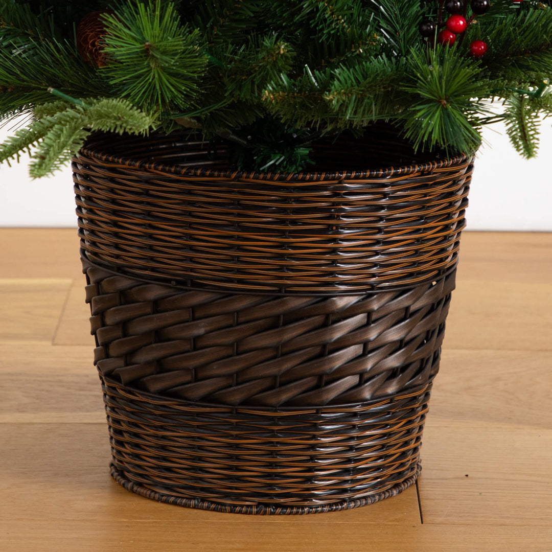 Pre-Lit Artificial Christmas Holiday 5 Piece Bundle with Pinecones &amp; Berries- Set of 2 5&