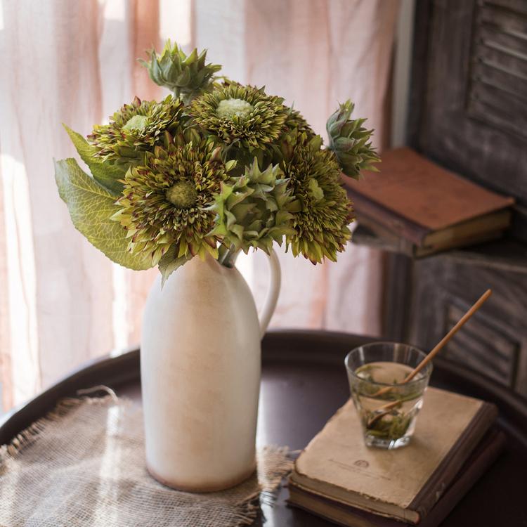 Artificial Sunflower Bouquet in Green or Orange 18" Tall