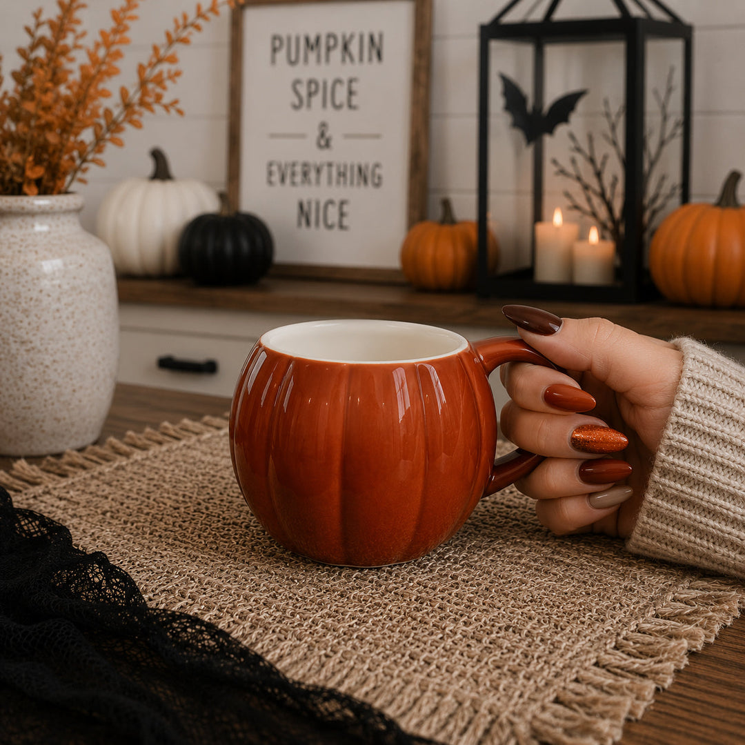 Pumpkin Shaped Ceramic Coffee Mug 16.8oz Fall Drinkware Great Gift for Friends