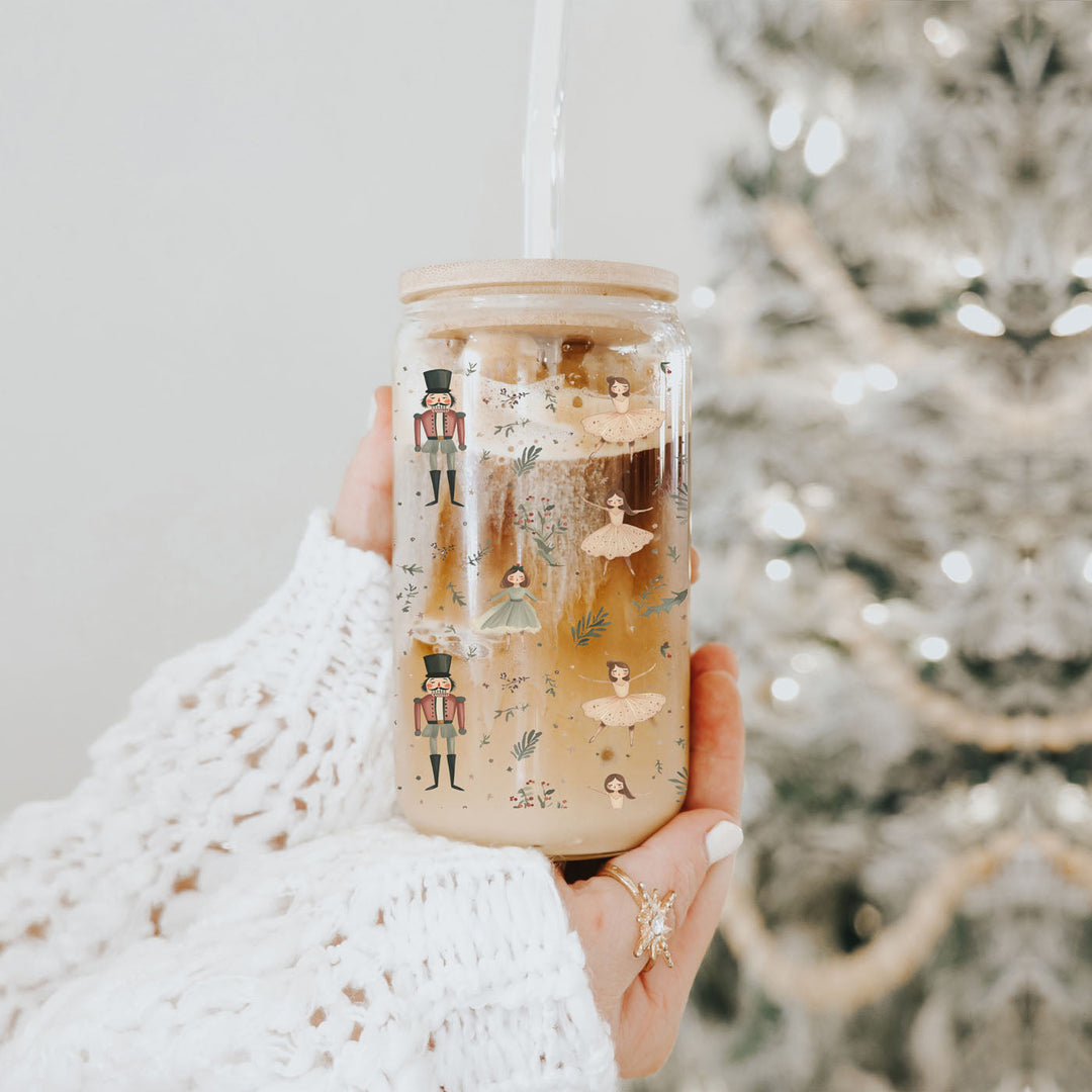 Nutcracker Ballerina Glass Tumbler 17oz Christmas Holiday Great Gift for Friends