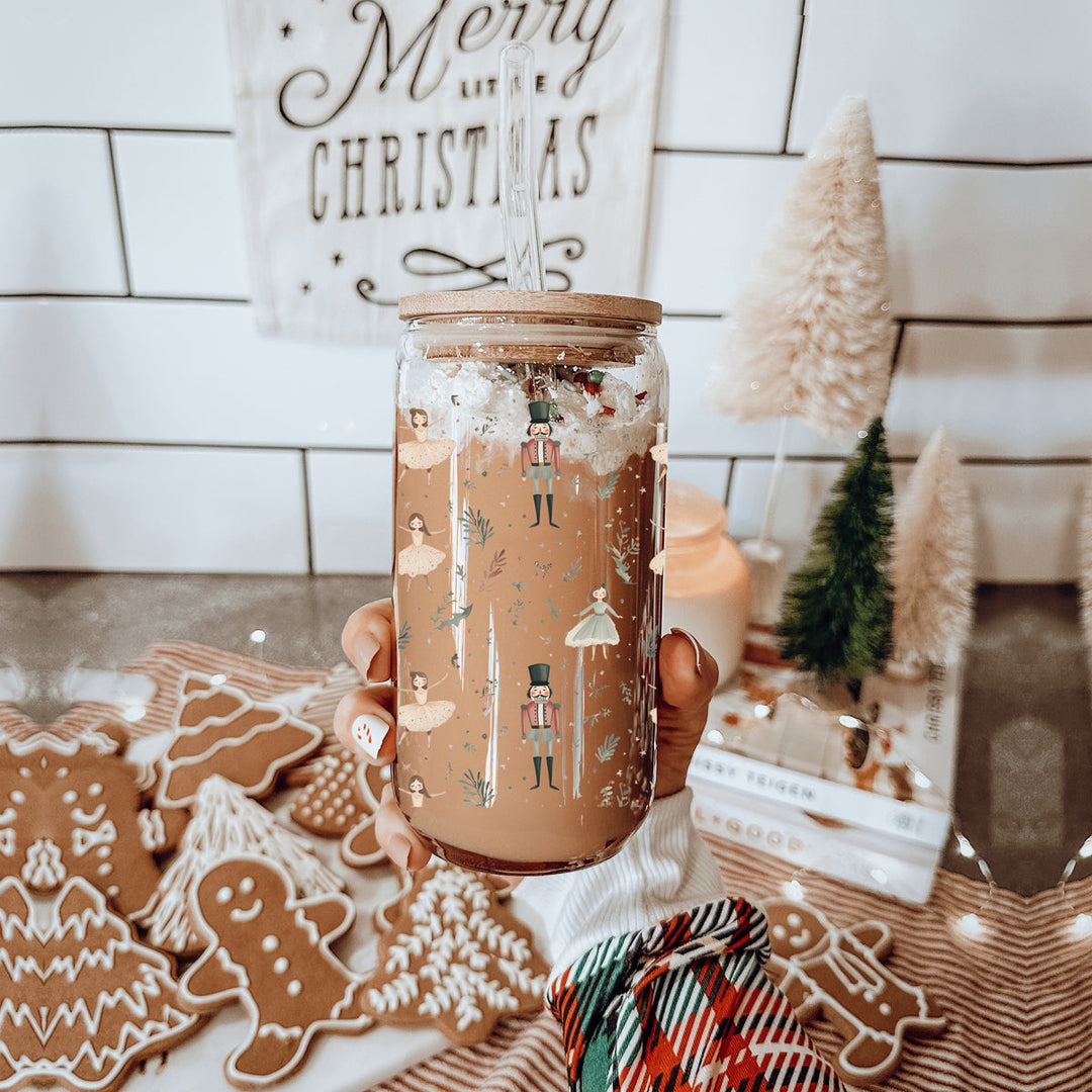 Nutcracker Ballerina Glass Tumbler 17oz Christmas Holiday Great Gift for Friends
