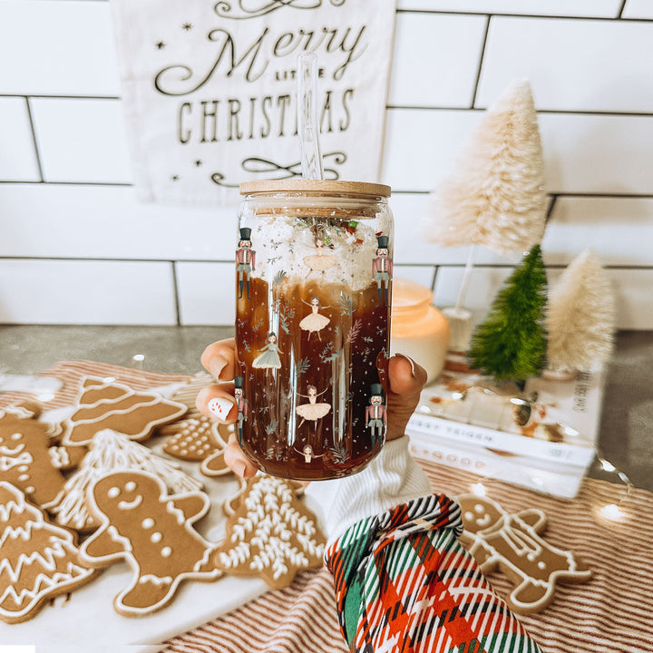 Nutcracker Ballerina Glass Tumbler 17oz Christmas Holiday Great Gift for Friends