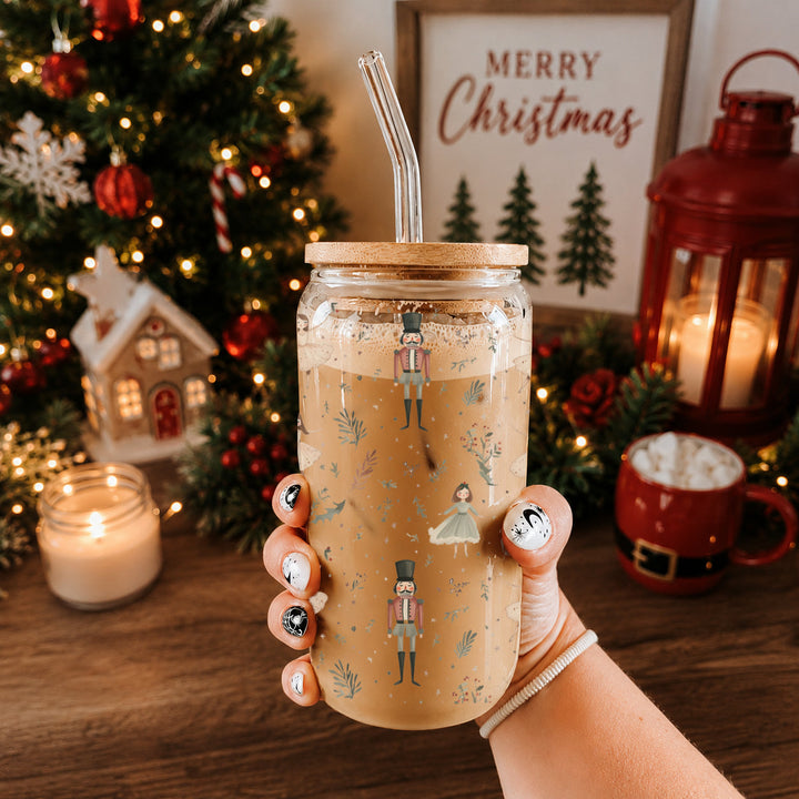 Nutcracker Ballerina Glass Tumbler 17oz Christmas Holiday Great Gift for Friends