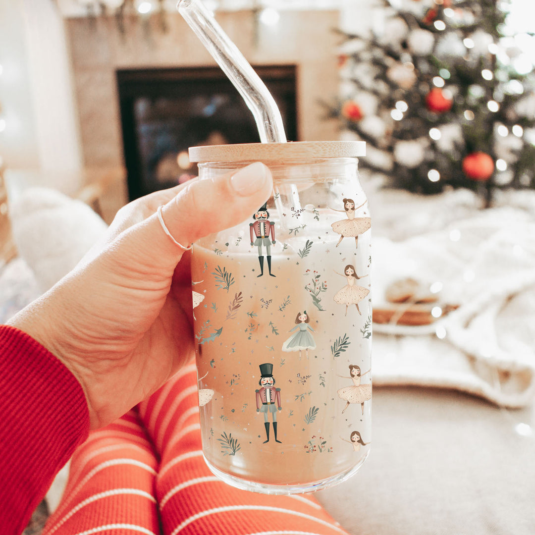 Nutcracker Ballerina Glass Tumbler 17oz Christmas Holiday Great Gift for Friends