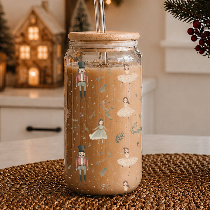 Nutcracker Ballerina Glass Tumbler 17oz Christmas Holiday Great Gift for Friends