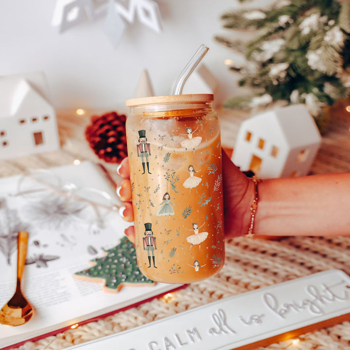 Nutcracker Ballerina Glass Tumbler 17oz Christmas Holiday Great Gift for Friends