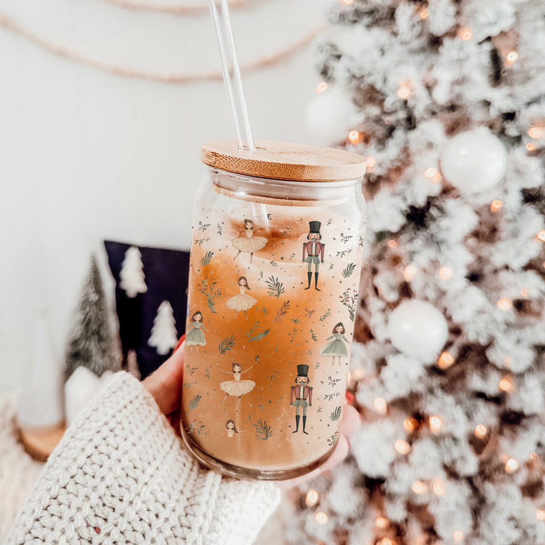Nutcracker Ballerina Glass Tumbler 17oz Christmas Holiday Great Gift for Friends