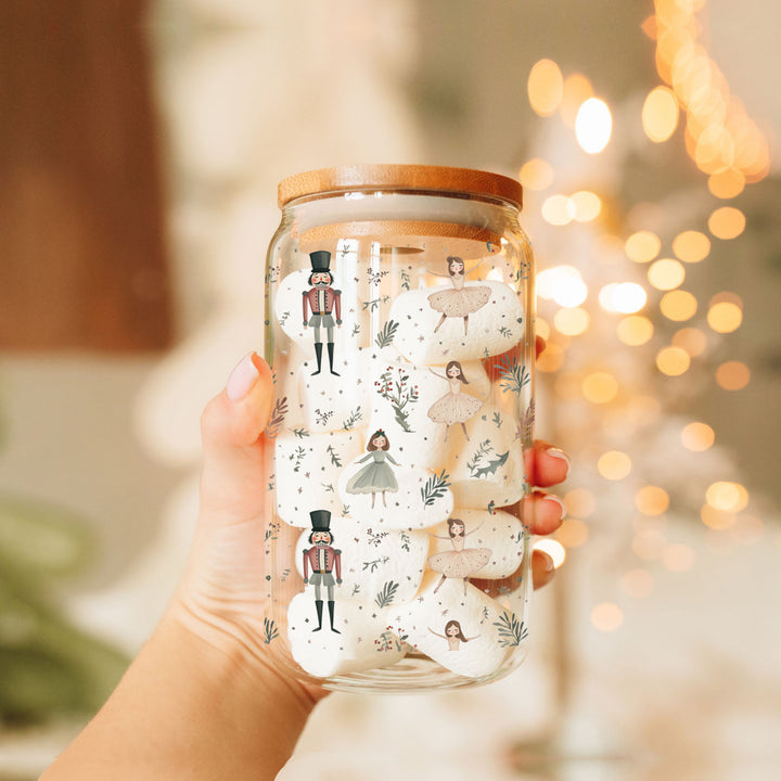 Nutcracker Ballerina Glass Tumbler 17oz Christmas Holiday Great Gift for Friends