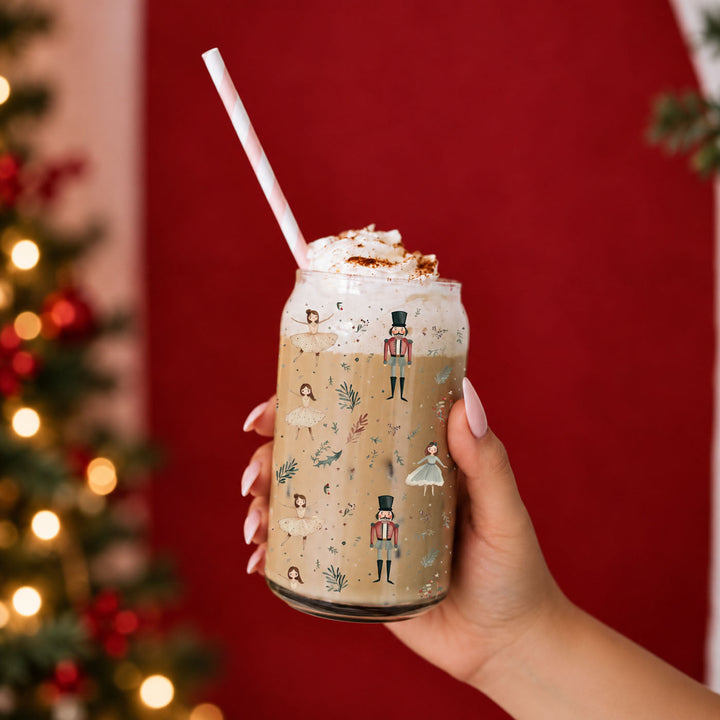 Nutcracker Ballerina Glass Tumbler 17oz Christmas Holiday Great Gift for Friends