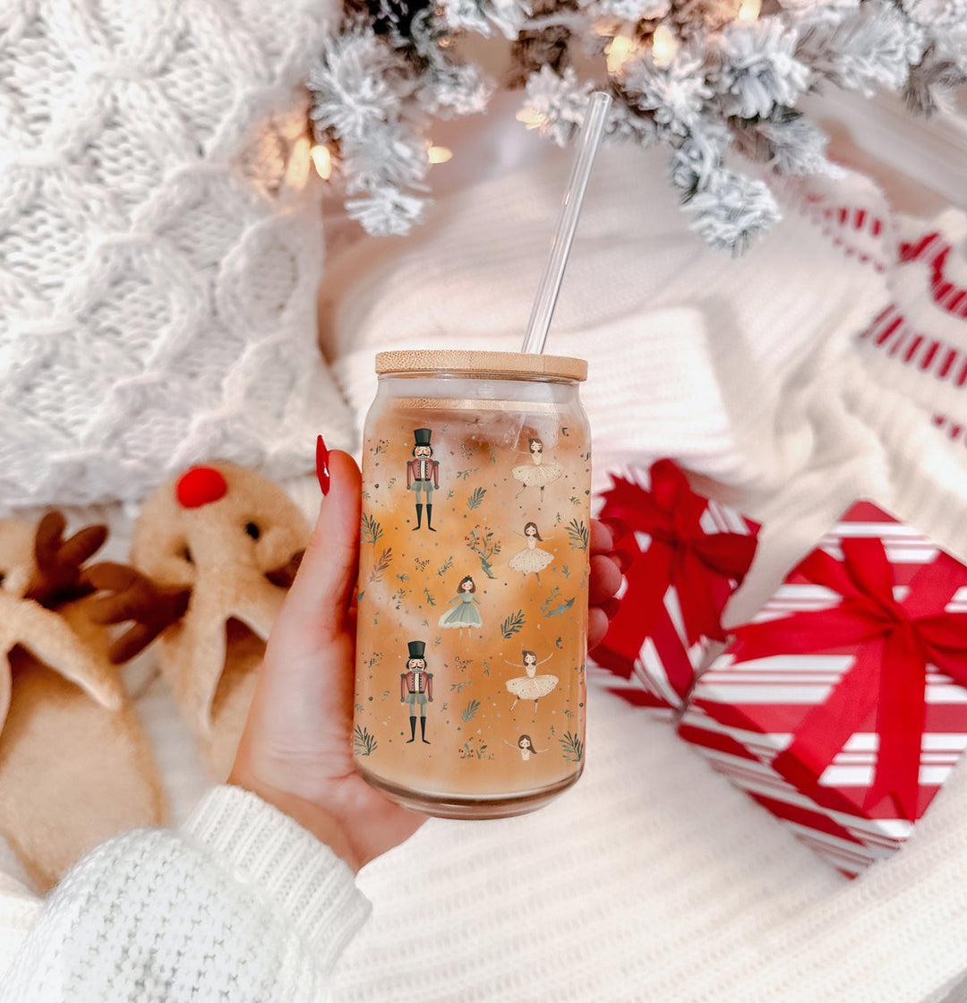 Nutcracker Ballerina Glass Tumbler 17oz Christmas Holiday Great Gift for Friends