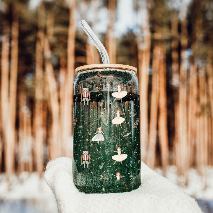 Nutcracker Ballerina Glass Tumbler 17oz Christmas Holiday Great Gift for Friends