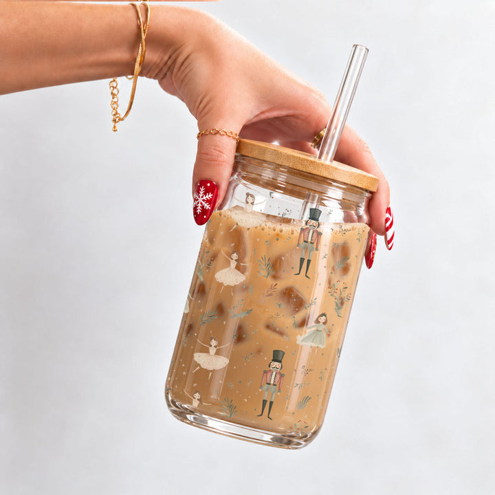 Nutcracker Ballerina Glass Tumbler 17oz Christmas Holiday Great Gift for Friends