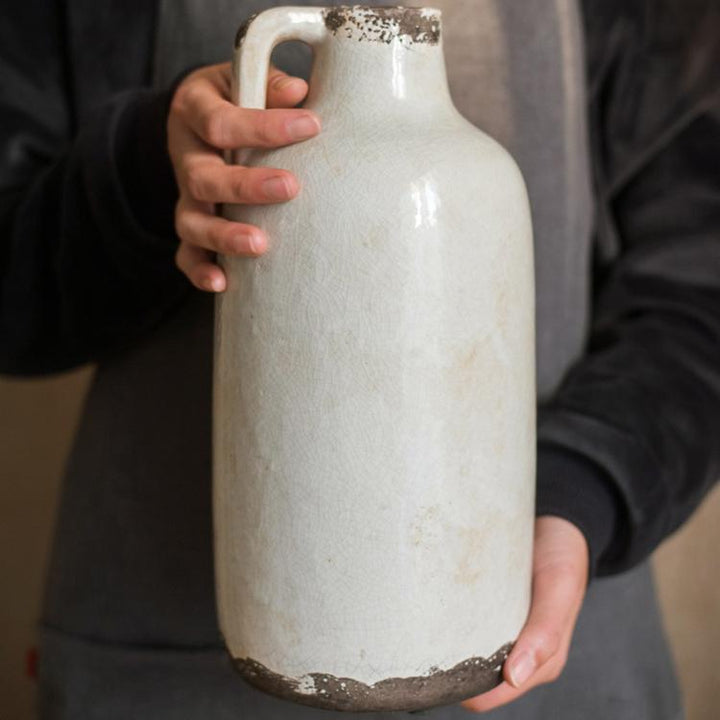 Binglie Glazed Pottery Vase with Single Handle