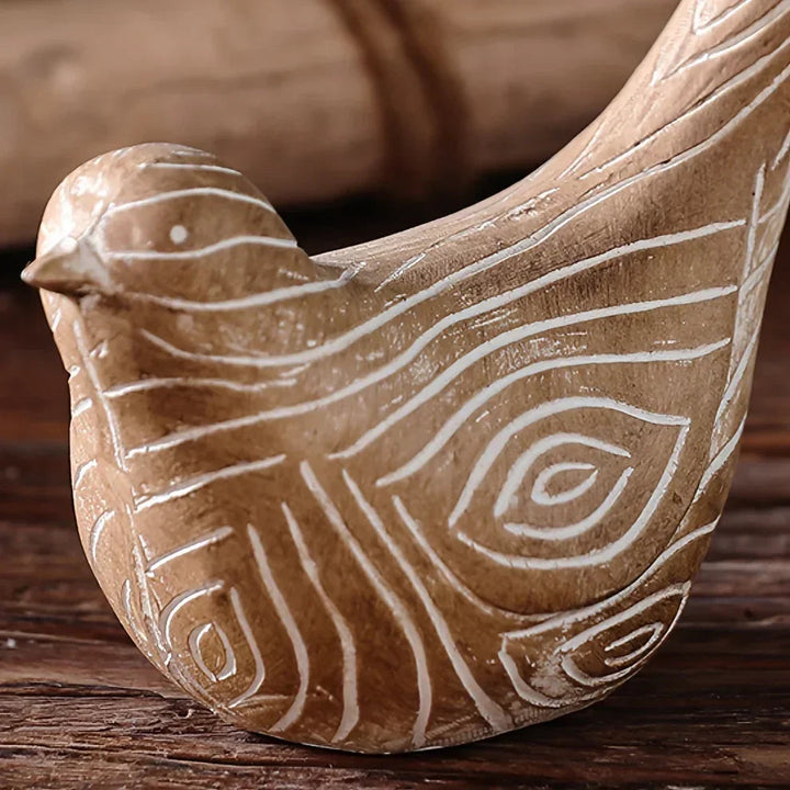 Bird Statues - Decorative Wood Grain Lovebirds