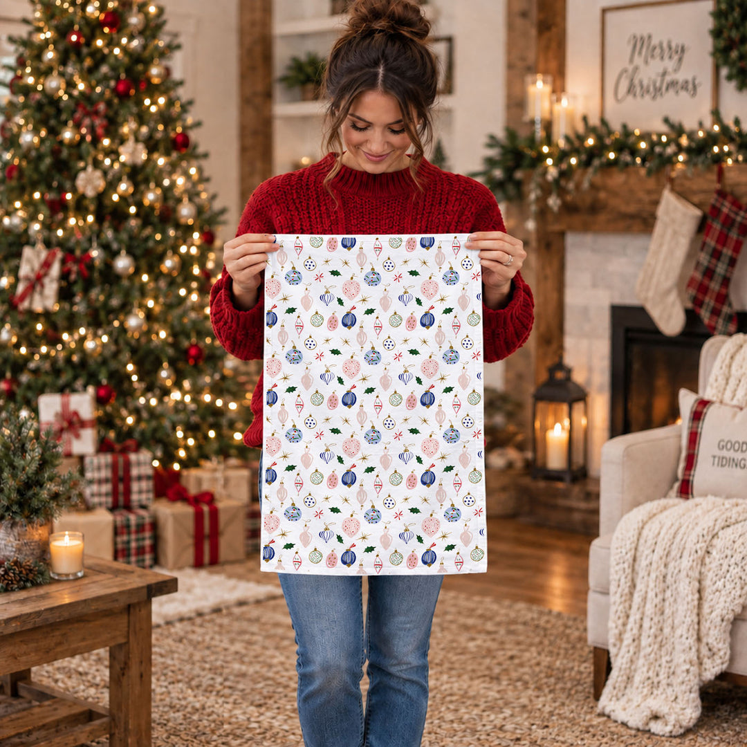 Ornament Blues Christmas Kitchen Tea Towel Holiday Decor Great Gift for Friends