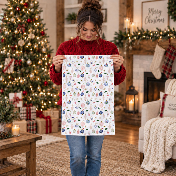 Ornament Blues Christmas Kitchen Tea Towel Holiday Decor Great Gift for Friends