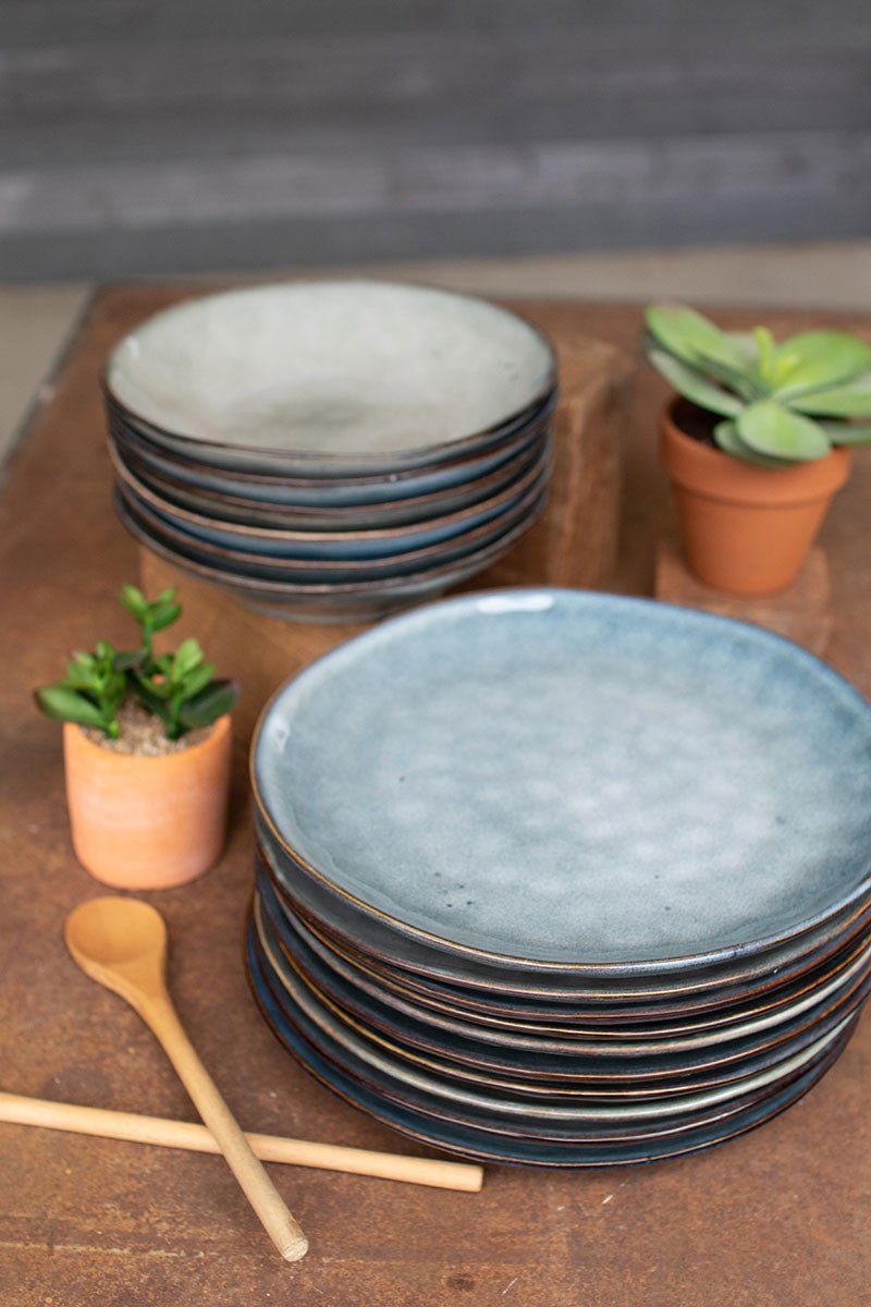Blue Ceramic Dinner Plate &amp; Bowl