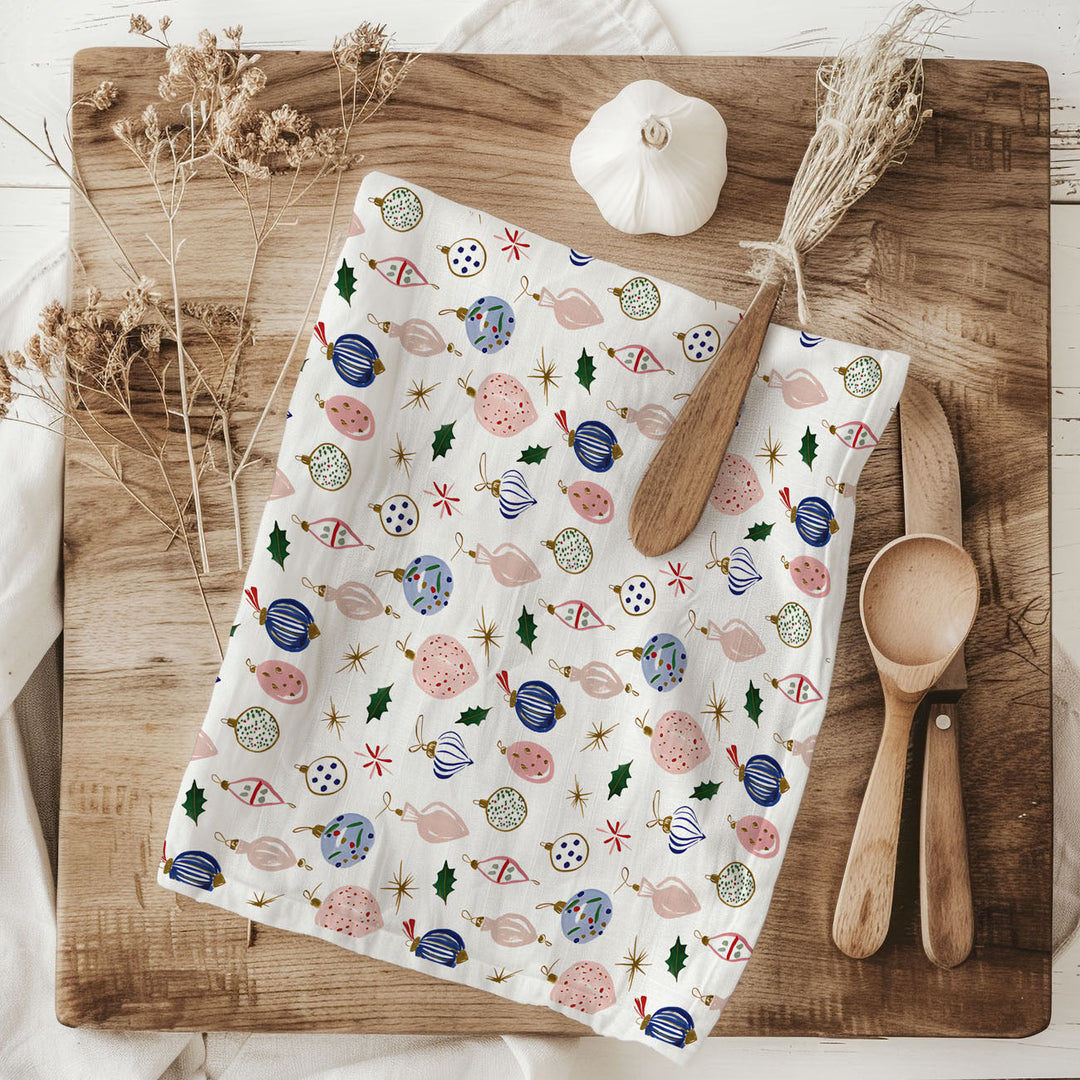 Ornament Blues Christmas Kitchen Tea Towel Holiday Decor Great Gift for Friends