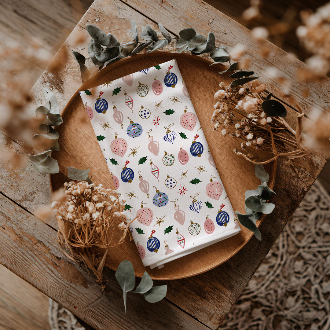 Ornament Blues Christmas Kitchen Tea Towel Holiday Decor Great Gift for Friends