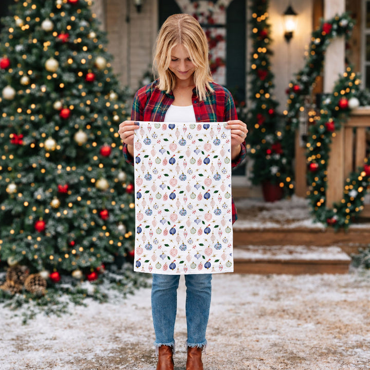 Ornament Blues Christmas Kitchen Tea Towel Holiday Decor Great Gift for Friends