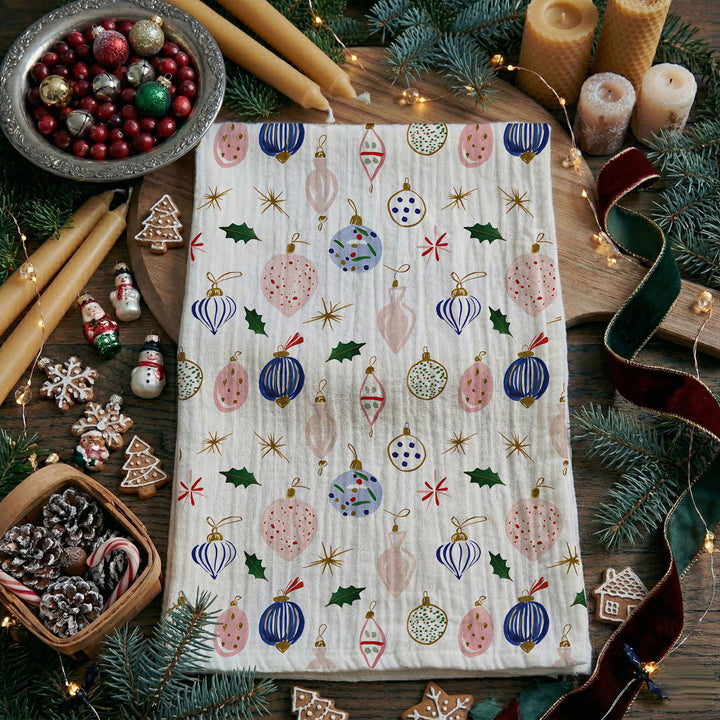 Ornament Blues Christmas Kitchen Tea Towel Holiday Decor Great Gift for Friends