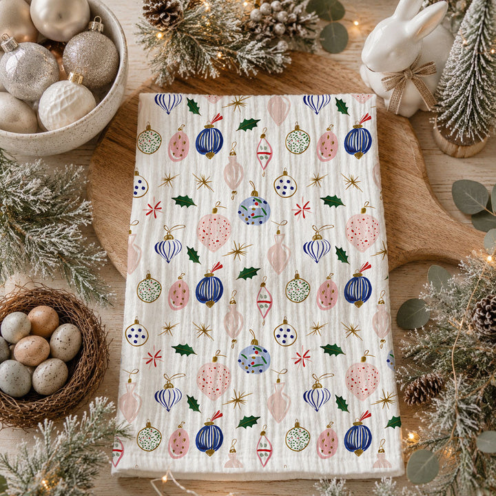 Ornament Blues Christmas Kitchen Tea Towel Holiday Decor Great Gift for Friends