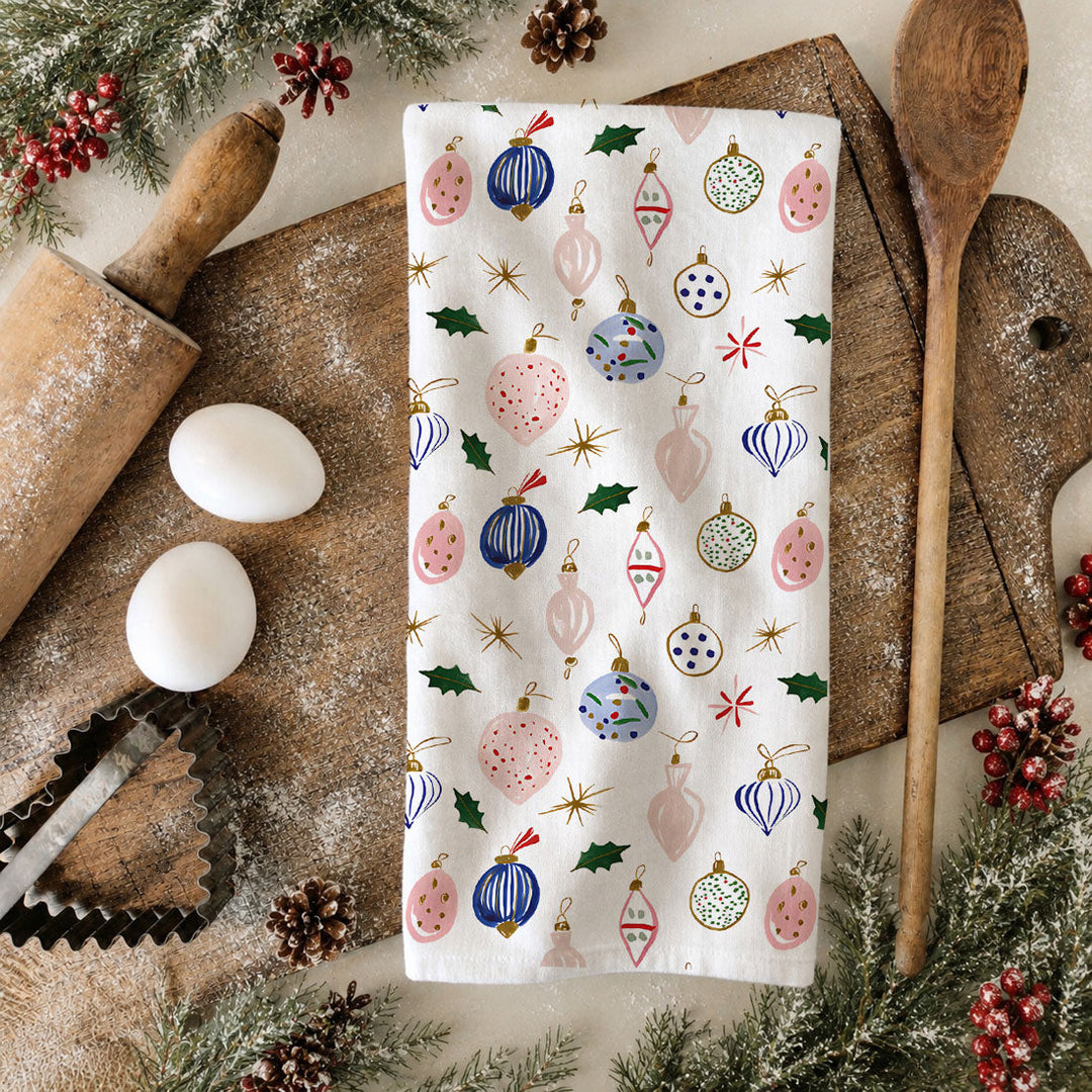 Ornament Blues Christmas Kitchen Tea Towel Holiday Decor Great Gift for Friends
