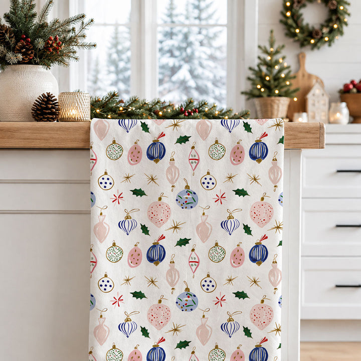 Ornament Blues Christmas Kitchen Tea Towel Holiday Decor Great Gift for Friends