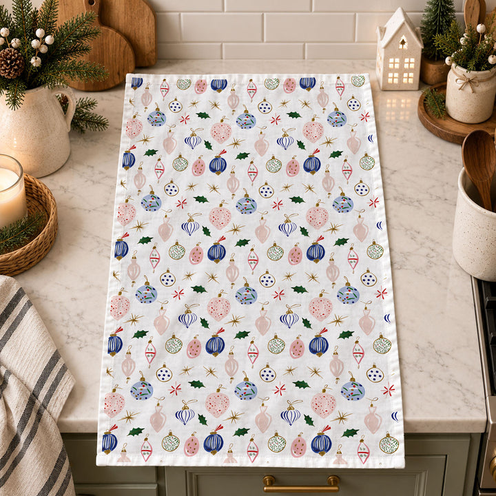 Ornament Blues Christmas Kitchen Tea Towel Holiday Decor Great Gift for Friends