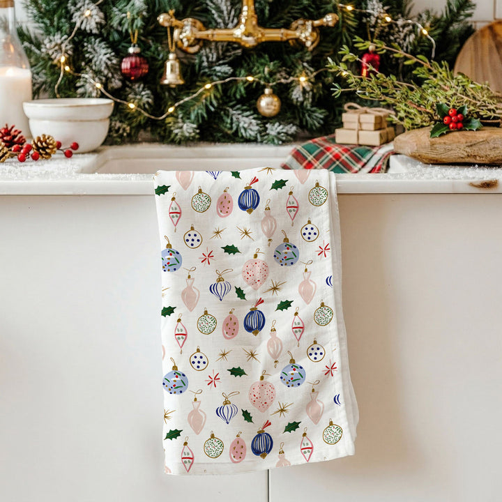 Ornament Blues Christmas Kitchen Tea Towel Holiday Decor Great Gift for Friends