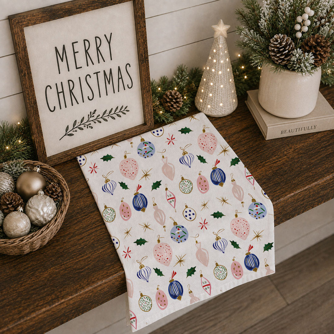 Ornament Blues Christmas Kitchen Tea Towel Holiday Decor Great Gift for Friends