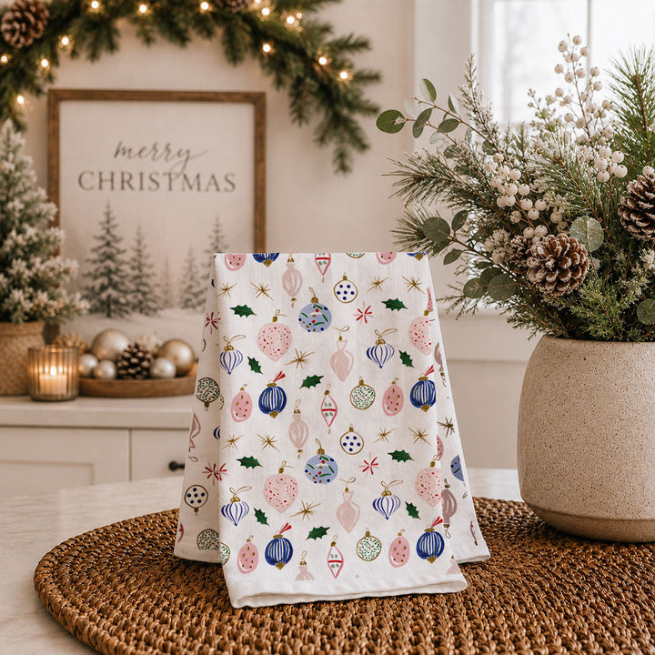 Ornament Blues Christmas Kitchen Tea Towel Holiday Decor Great Gift for Friends