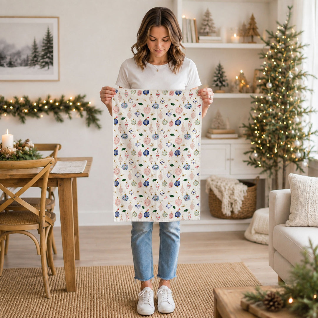 Ornament Blues Christmas Kitchen Tea Towel Holiday Decor Great Gift for Friends