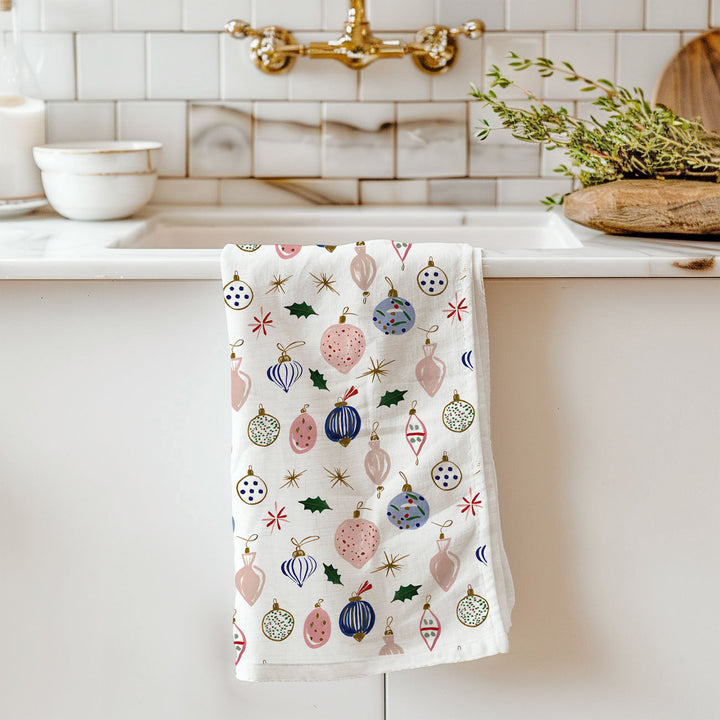Ornament Blues Christmas Kitchen Tea Towel Holiday Decor Great Gift for Friends