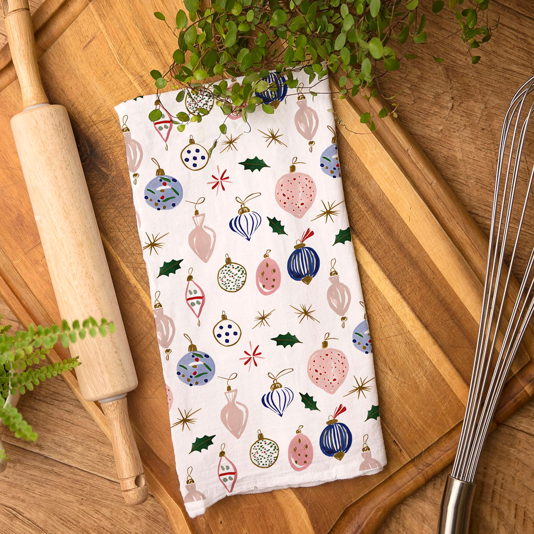 Ornament Blues Christmas Kitchen Tea Towel Holiday Decor Great Gift for Friends