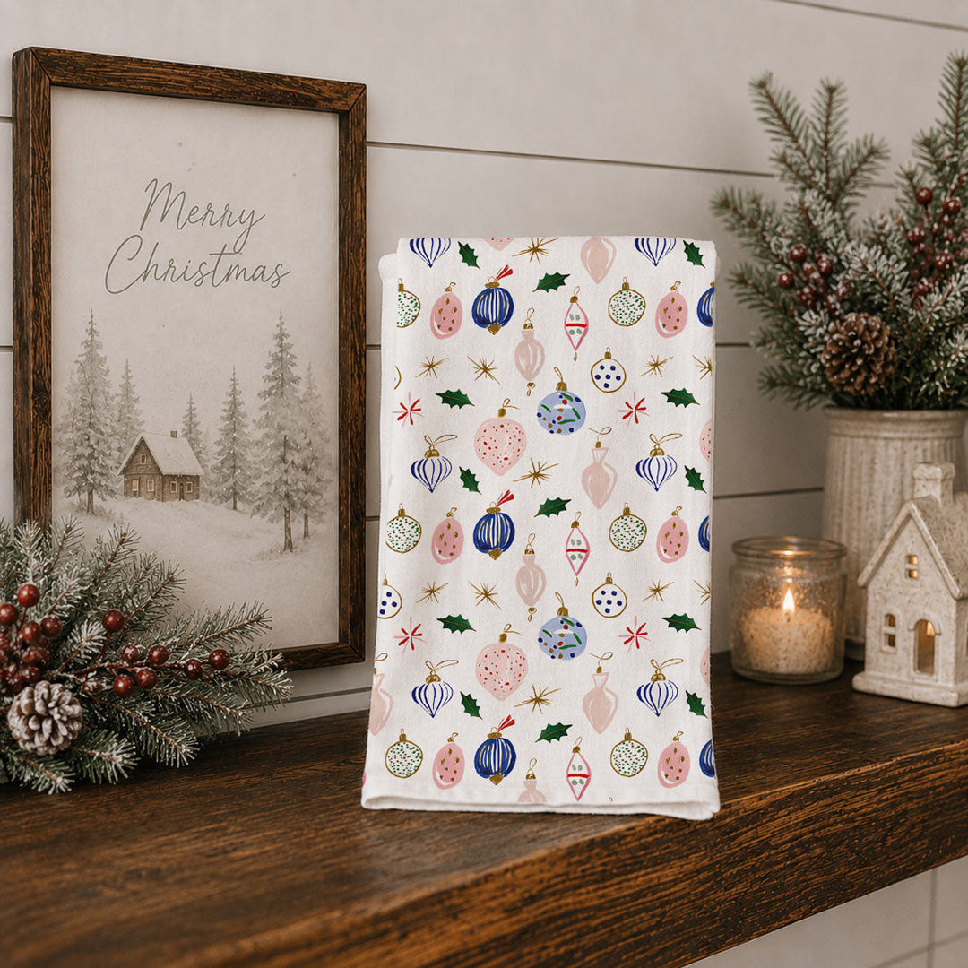 Ornament Blues Christmas Kitchen Tea Towel Holiday Decor Great Gift for Friends