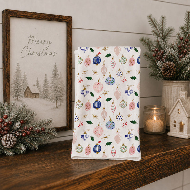 Ornament Blues Christmas Kitchen Tea Towel Holiday Decor Great Gift for Friends
