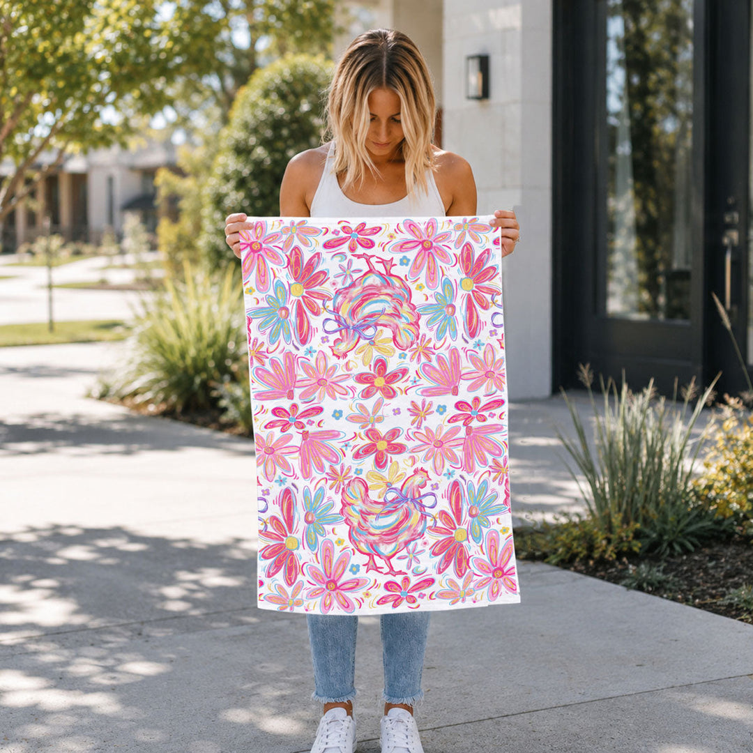 Floral Boho Chicken Cotton Kitchen Tea Towel Farmhouse Decor Great Gifts for Her