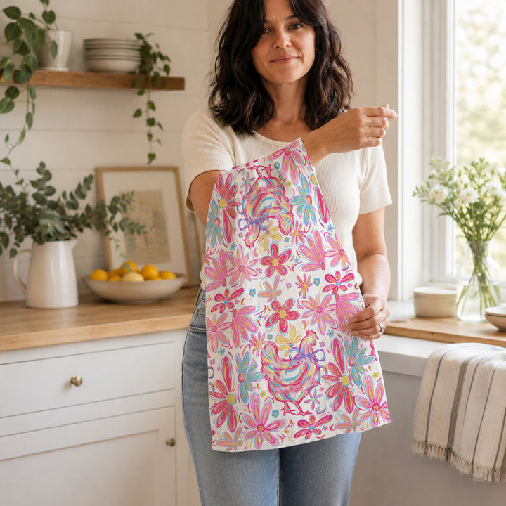 Floral Boho Chicken Cotton Kitchen Tea Towel Farmhouse Decor Great Gifts for Her