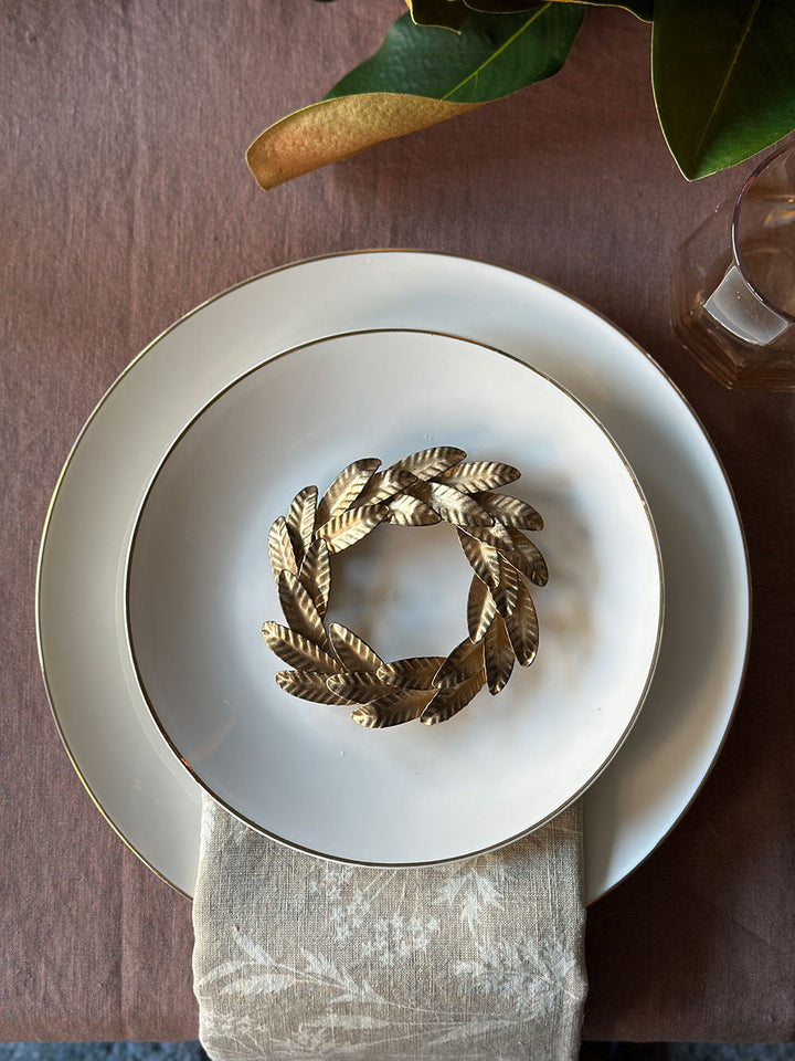 7.5" Iron Wreath Ornament, Brass
