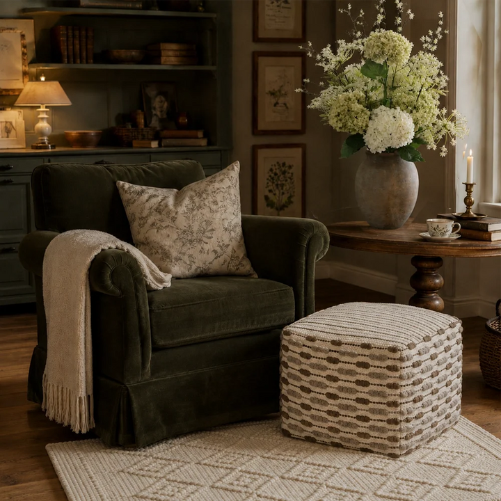 Square Handwoven Loop Ottoman Pouf