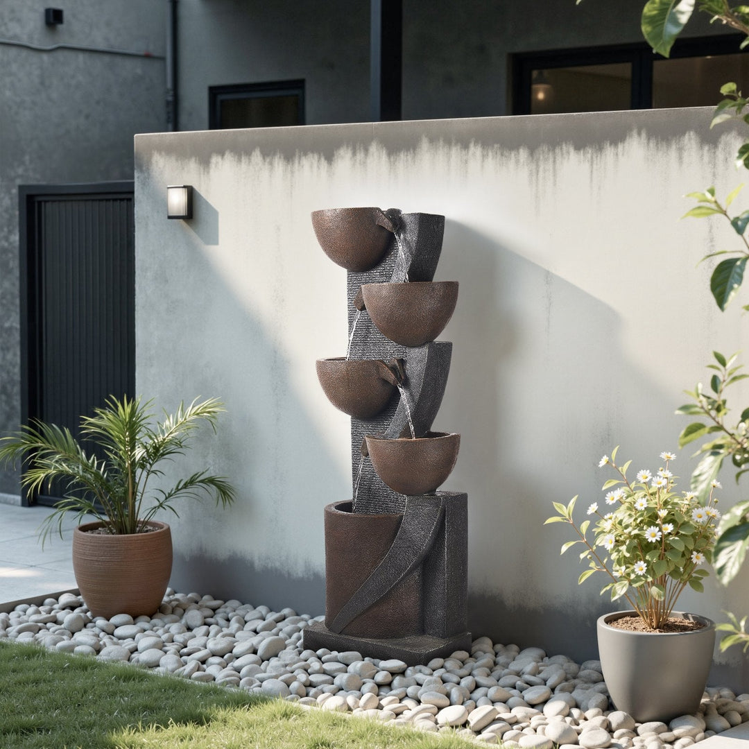 5-Tier Jar-Shaped Cascading Outdoor Water Fountain