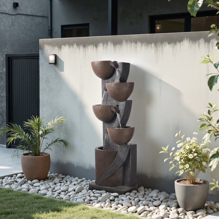 5-Tier Jar-Shaped Cascading Outdoor Water Fountain