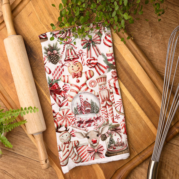 Peppermint Co Candy Cane Christmas Kitchen Tea Towel Holiday Decor Fun Gift Idea