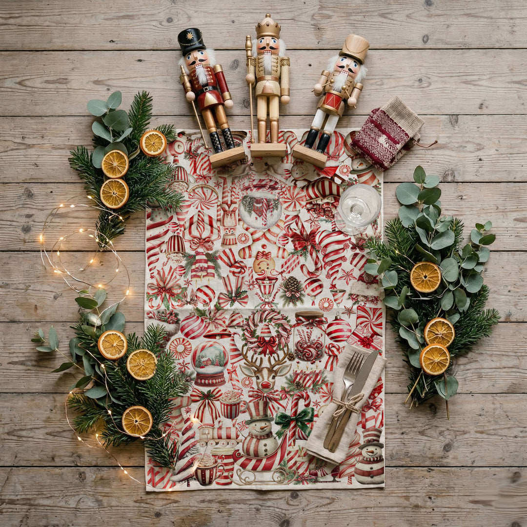 Peppermint Co Candy Cane Christmas Kitchen Tea Towel Holiday Decor Fun Gift Idea