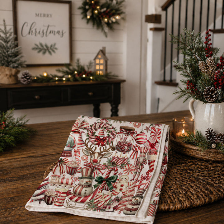 Peppermint Co Candy Cane Christmas Kitchen Tea Towel Holiday Decor Fun Gift Idea