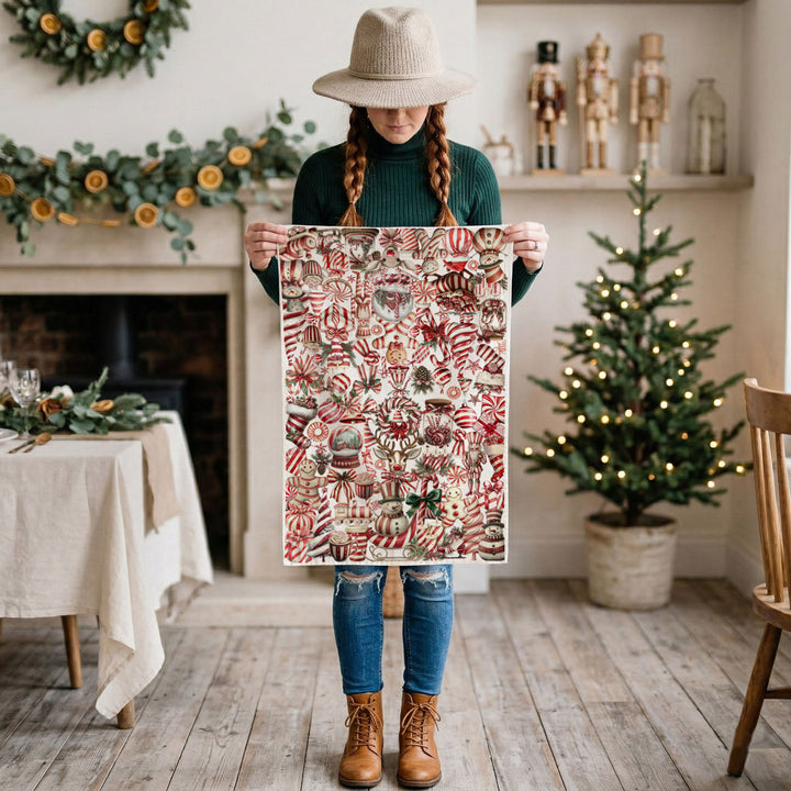 Peppermint Co Candy Cane Christmas Kitchen Tea Towel Holiday Decor Fun Gift Idea