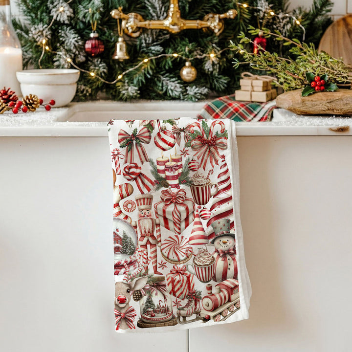 Peppermint Co Candy Cane Christmas Kitchen Tea Towel Holiday Decor Fun Gift Idea