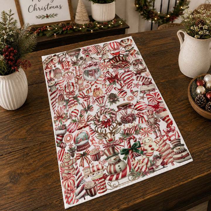 Peppermint Co Candy Cane Christmas Kitchen Tea Towel Holiday Decor Fun Gift Idea